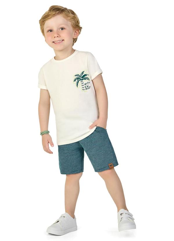Conjunto Camiseta e Bermuda Moletinho Bege