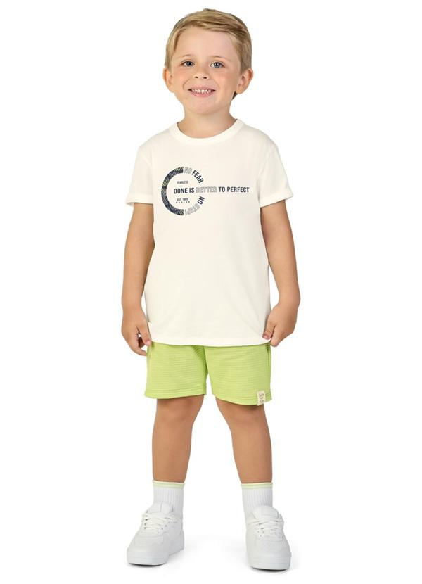 Vista 2 Conjunto Camiseta e Bermuda Moletinho Bege Marlan Marlan