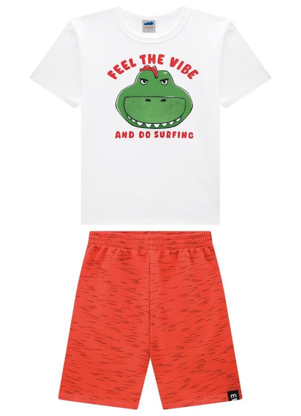 Vista 2 Conjunto Camiseta e Bermuda Moletinho Jet Branco Marlan Marlan