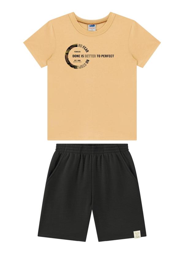 Vista 2 Conjunto Camiseta e Bermuda Moletinho Laranja Marlan Marlan