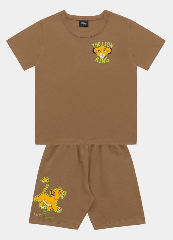 Vista 2 Conjunto Camiseta e Bermuda Rei Leao Marrom Fakini Kids Fakini Kids