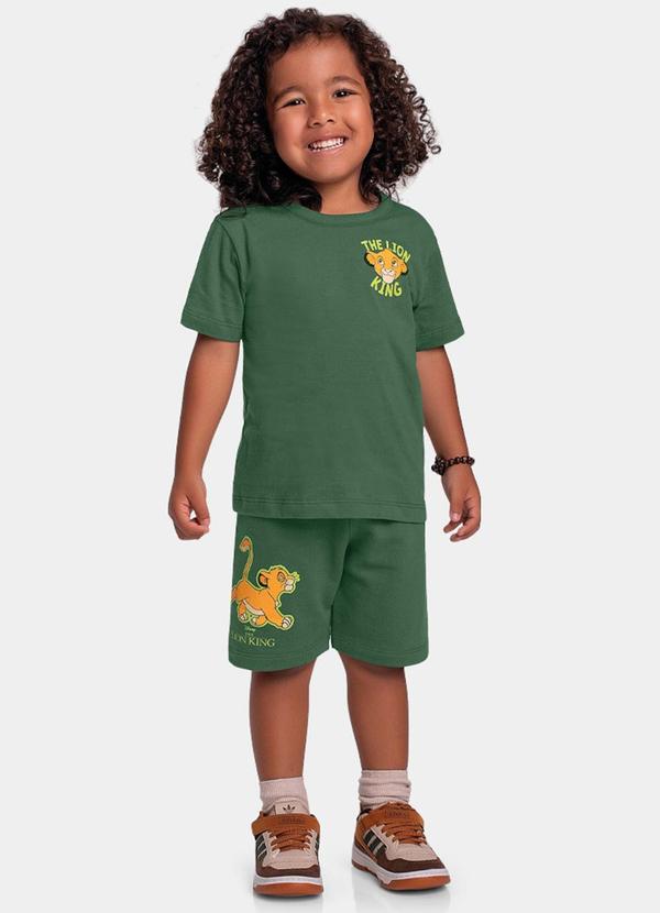 Vista 2 Conjunto Camiseta e Bermuda Rei Leao Verde Fakini Kids Fakini Kids