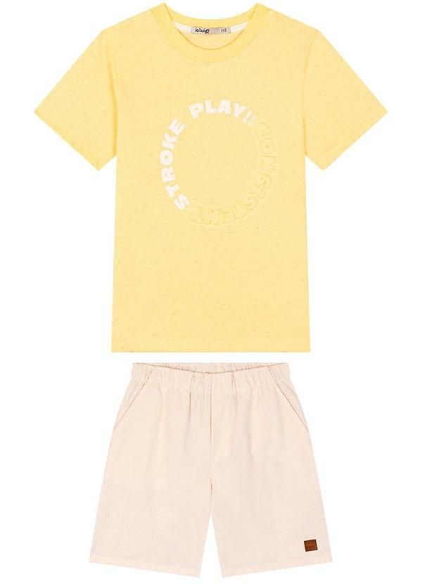 Vista 2 Conjunto Camiseta e Bermuda Sarja Amarelo Ioluig Ioluig