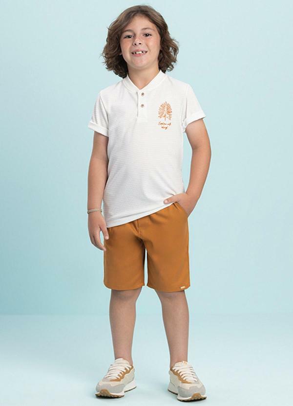 Vista 2 Conjunto Camiseta e Bermuda Sarja Elastano Bege Ioluig Ioluig