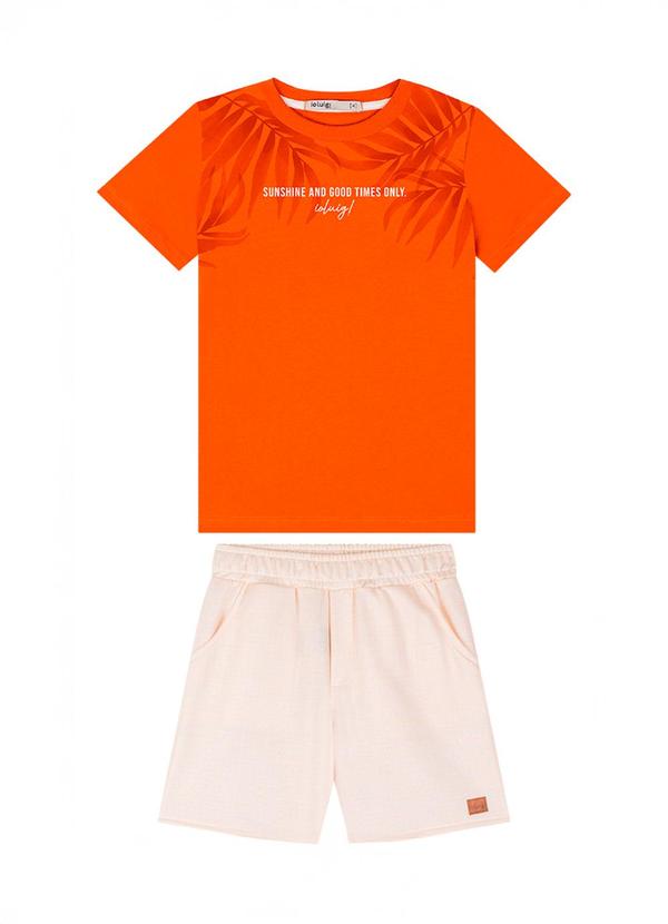 Vista 2 Conjunto Camiseta e Bermuda Sarja Leve Laranja Ioluig Ioluig
