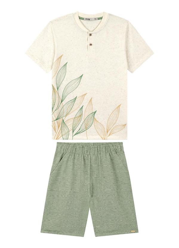 Vista 2 Conjunto Camiseta e Bermuda Sarja Natureza Verde Ioluig Ioluig