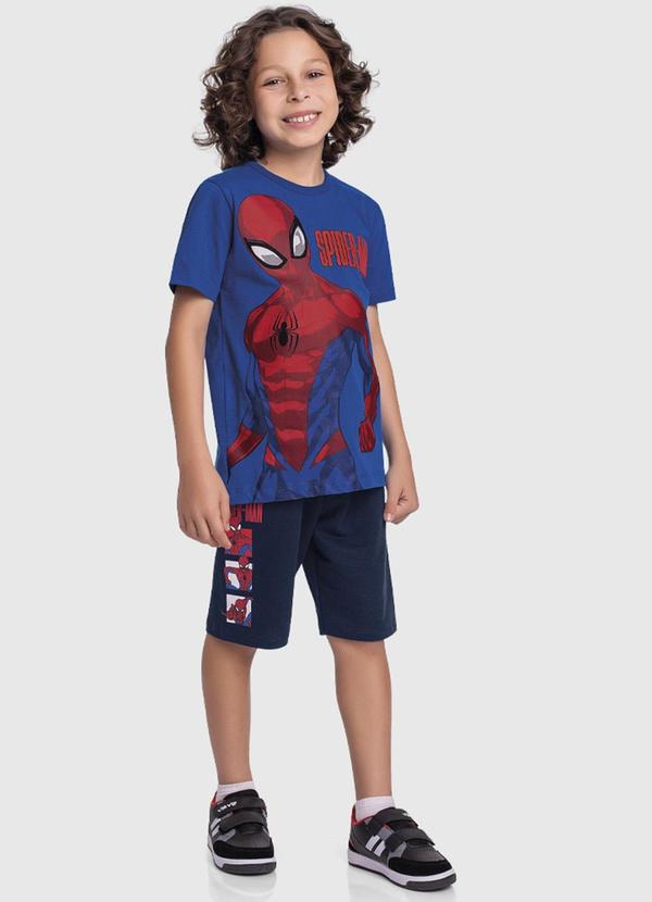 Vista 2 Conjunto Camiseta e Bermuda Spider-Man Azul Fakini Kids Fakini Kids