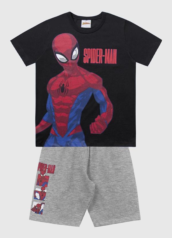 Vista 2 Conjunto Camiseta e Bermuda Spider-Man Preto Fakini Kids Fakini Kids