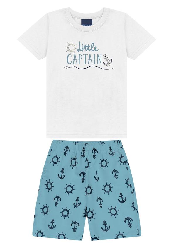 Conjunto Camiseta e Bermuda Tactel Branco