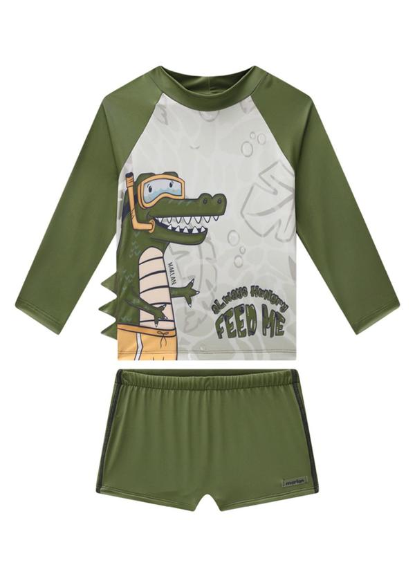 Conjunto Camiseta e Sunga Proteção Uv Verde