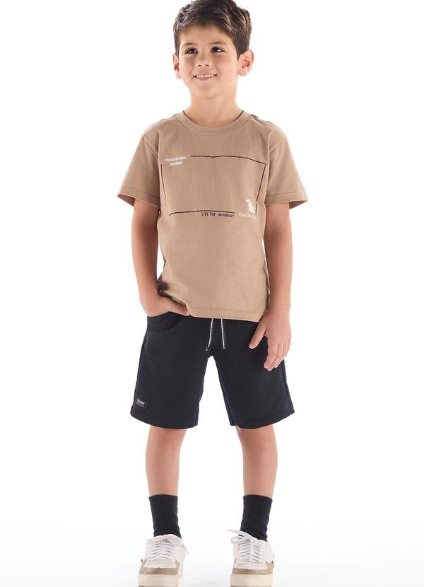 Conjunto Camiseta Estampa 3d Bermuda Marrom
