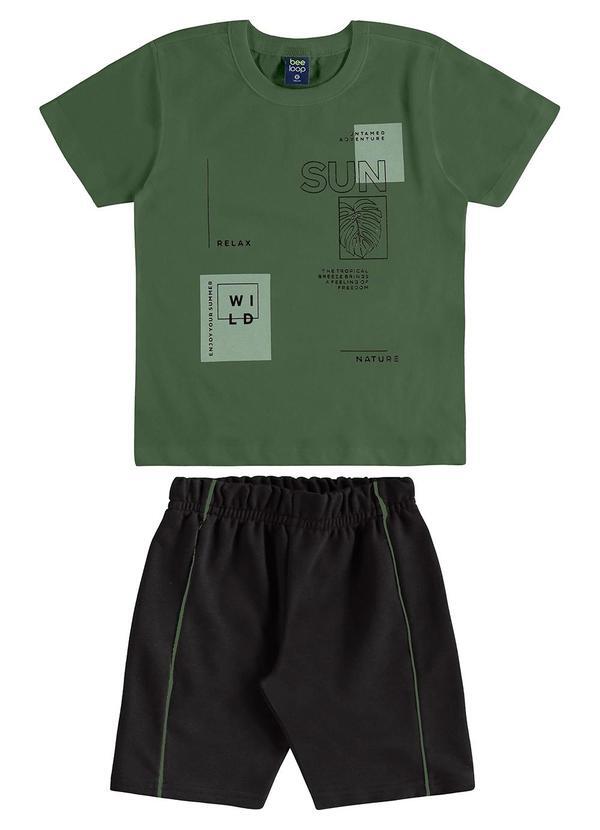 Conjunto Camiseta Estampada Bermuda Verde