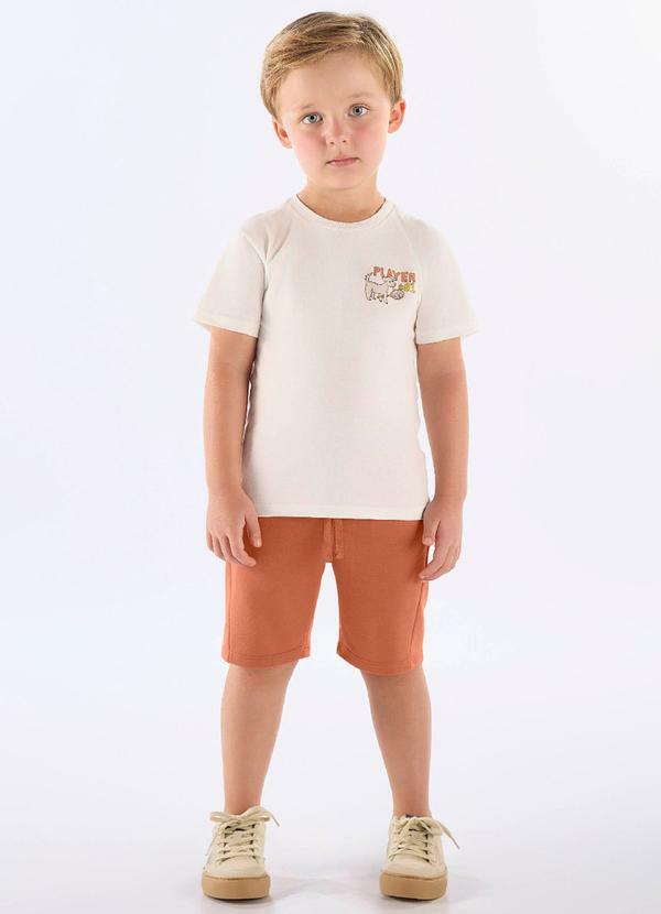 Conjunto Camiseta Estampada Bermuda Branco