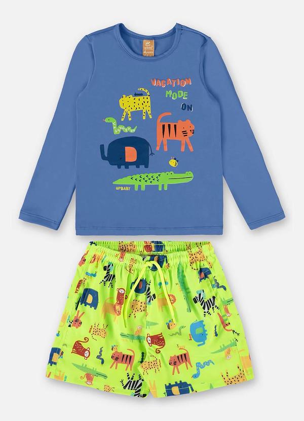 Conjunto Camiseta Fps+50 e Short Azul