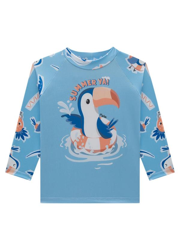 Conjunto Camiseta Manga Longa e Sunga Uv Azul