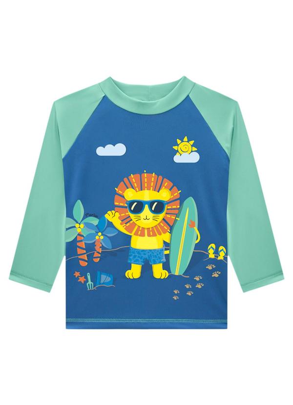 Conjunto Camiseta Manga Longa e Sunga Uv Azul