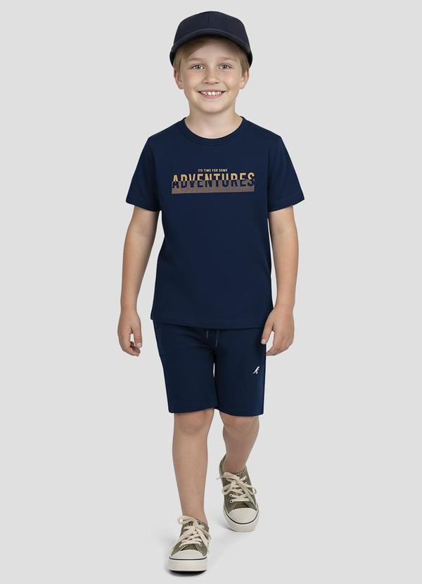 Conjunto Camiseta Meia Malha e Bermuda Azul