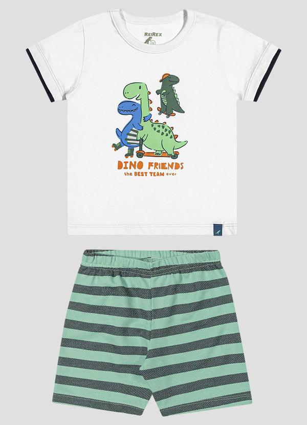 Conjunto Camiseta Meia Malha e Bermuda Branco