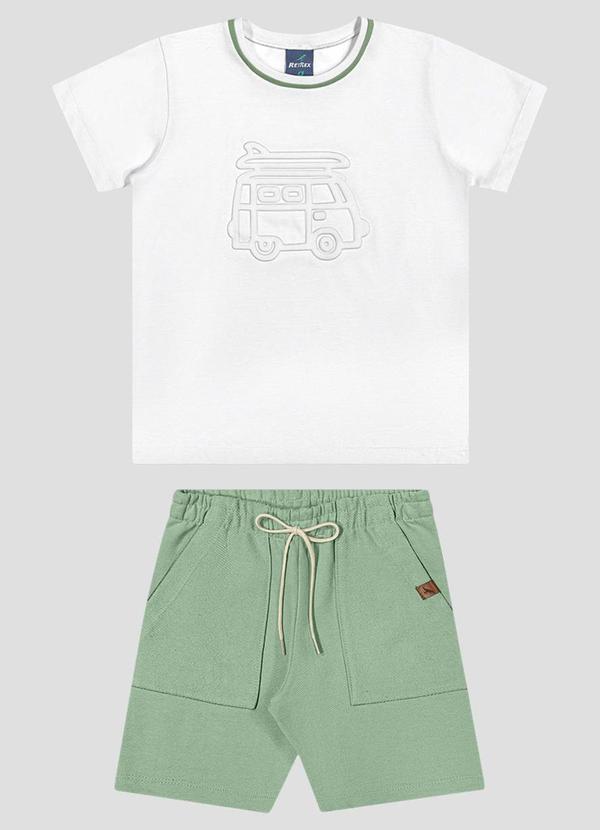Conjunto Camiseta Meia Malha e Bermuda Branco
