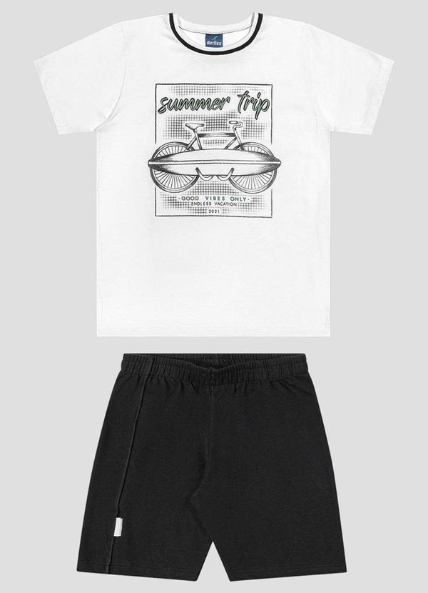 Conjunto Camiseta Meia Malha e Bermuda Branco