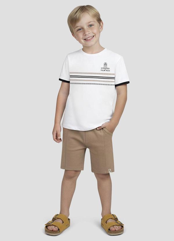 Conjunto Camiseta Meia Malha e Bermuda Branco