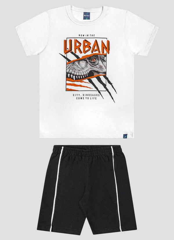 Conjunto Camiseta Meia Malha e Bermuda Branco