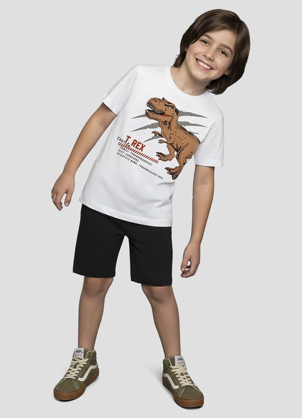 Conjunto Camiseta Meia Malha e Bermuda Branco