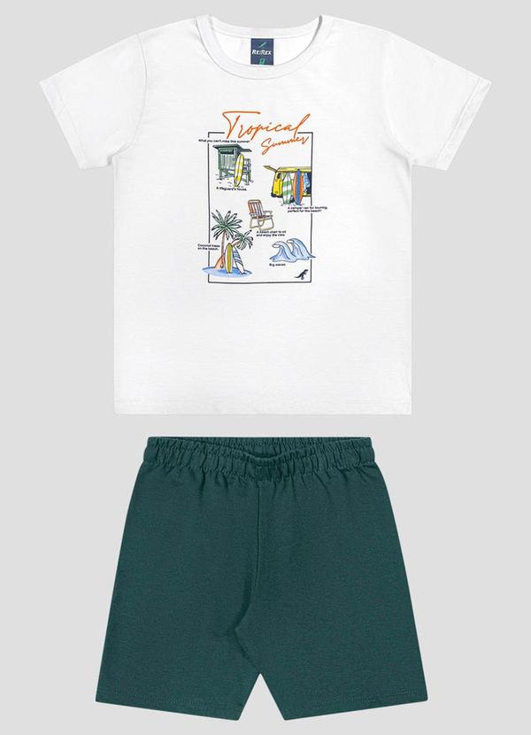 Conjunto Camiseta Meia Malha e Bermuda Branco