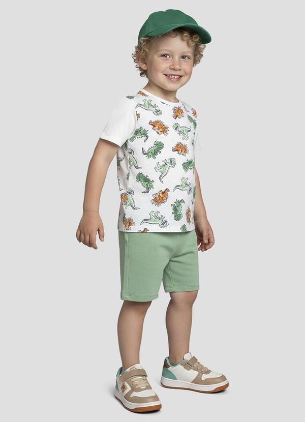 Conjunto Camiseta Meia Malha e Bermuda Branco
