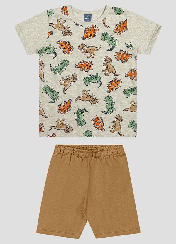 Conjunto Camiseta Meia Malha e Bermuda Cinza