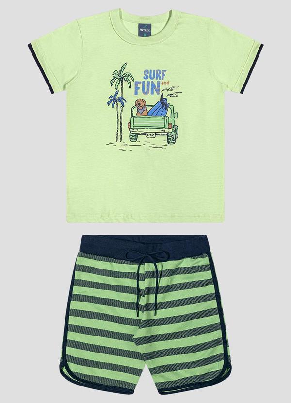 Conjunto Camiseta Meia Malha e Bermuda Verde