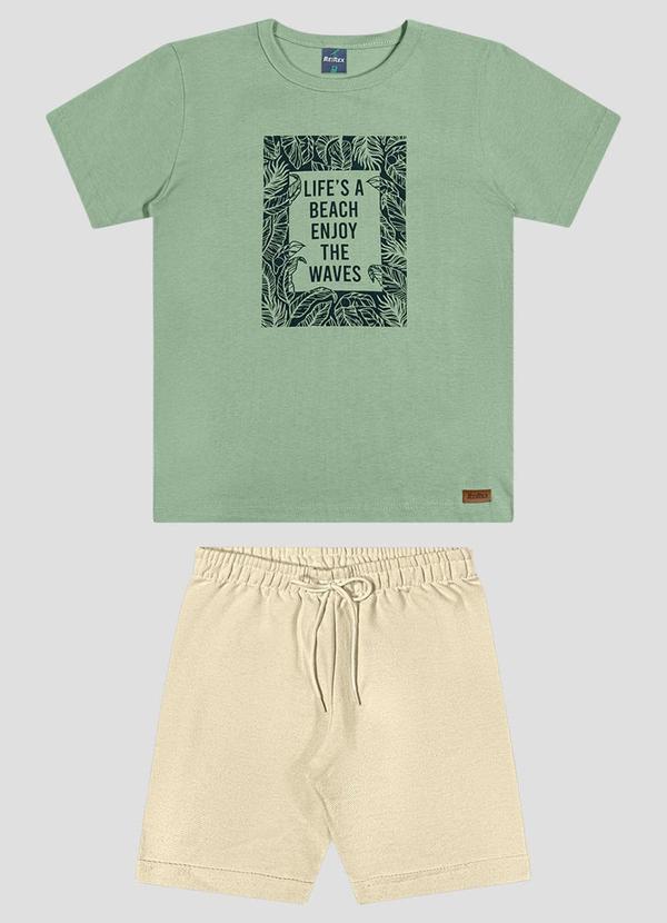 Conjunto Camiseta Meia Malha e Bermuda Verde