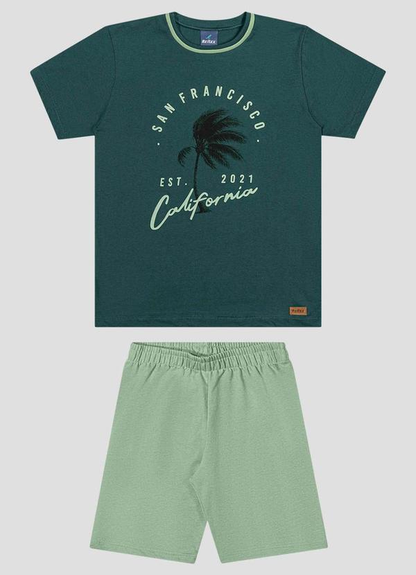 Conjunto Camiseta Meia Malha e Bermuda Verde