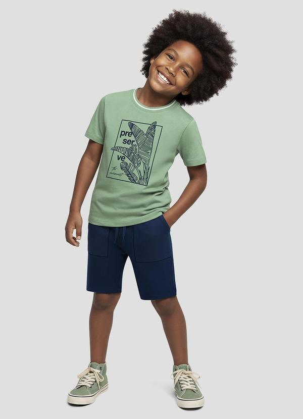Conjunto Camiseta Meia Malha e Bermuda Verde
