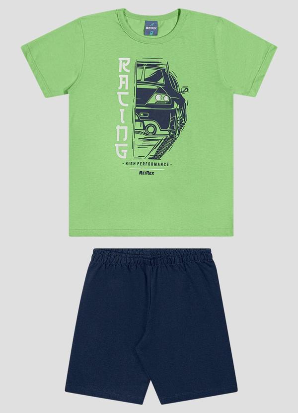 Conjunto Camiseta Meia Malha e Bermuda Verde