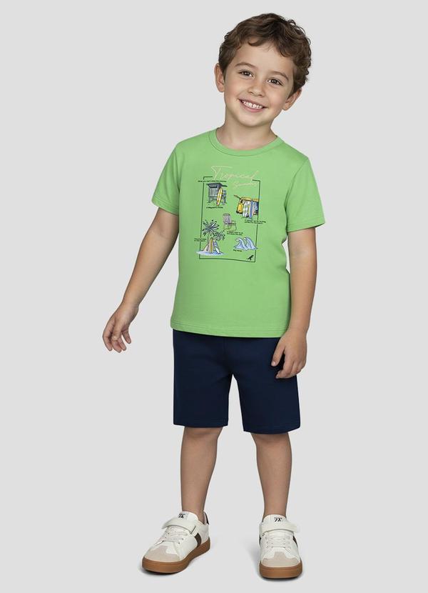 Conjunto Camiseta Meia Malha e Bermuda Verde
