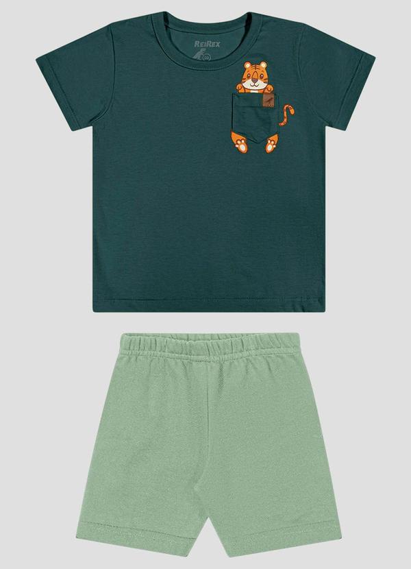 Conjunto Camiseta Meia Malha e Bermuda Verde