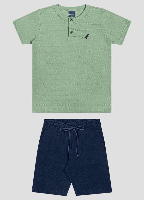 Conjunto Camiseta Meia Malhad e Bermuda Verde
