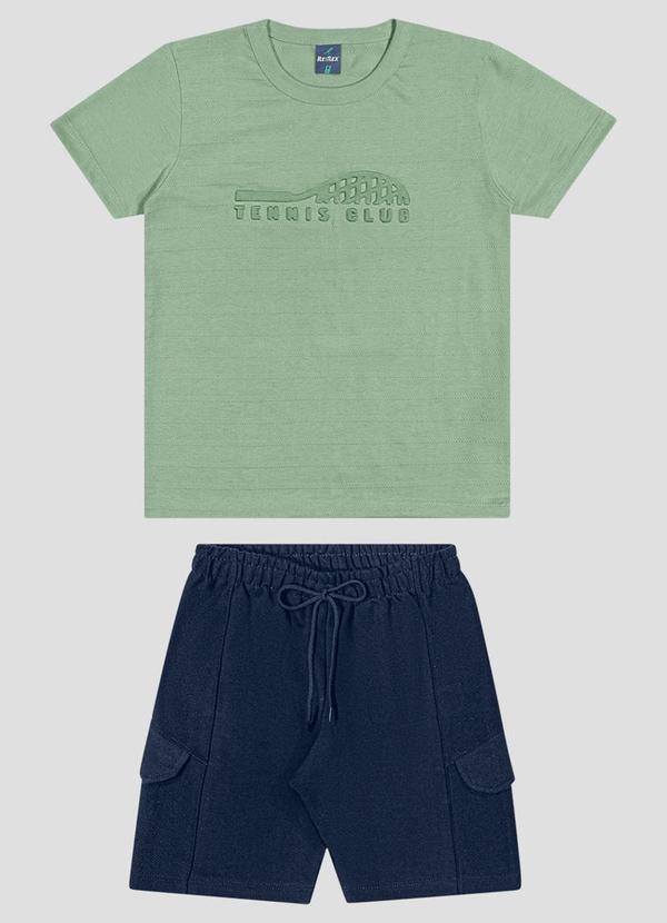 Conjunto Camiseta Meia Malhad e Bermuda Verde