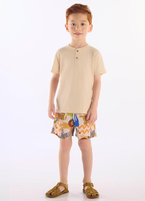 Conjunto Camiseta Short Safári Bege