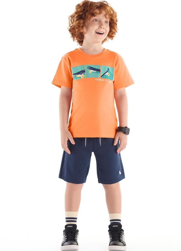 Vista 2 Conjunto Camiseta Skate Bermuda Quimby Laranja Quimby