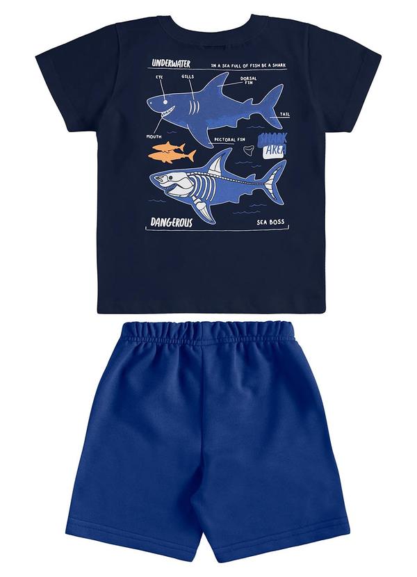 Conjunto Camiseta Tubarão Bermuda Azul