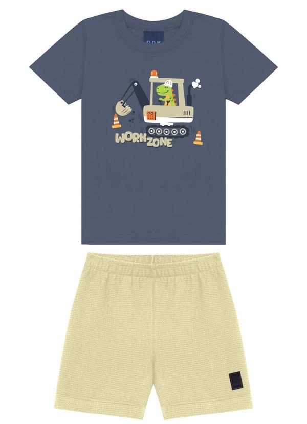 Conjunto Camiseta Workzone e Bermuda Malha Azul