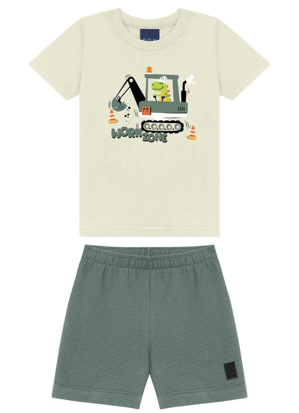 Conjunto Camiseta Workzone e Bermuda Malha Bege