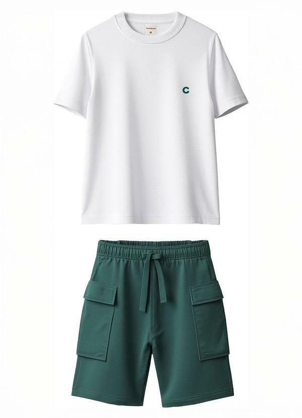 Conjunto Cargo com Bordado em Cotton Branco