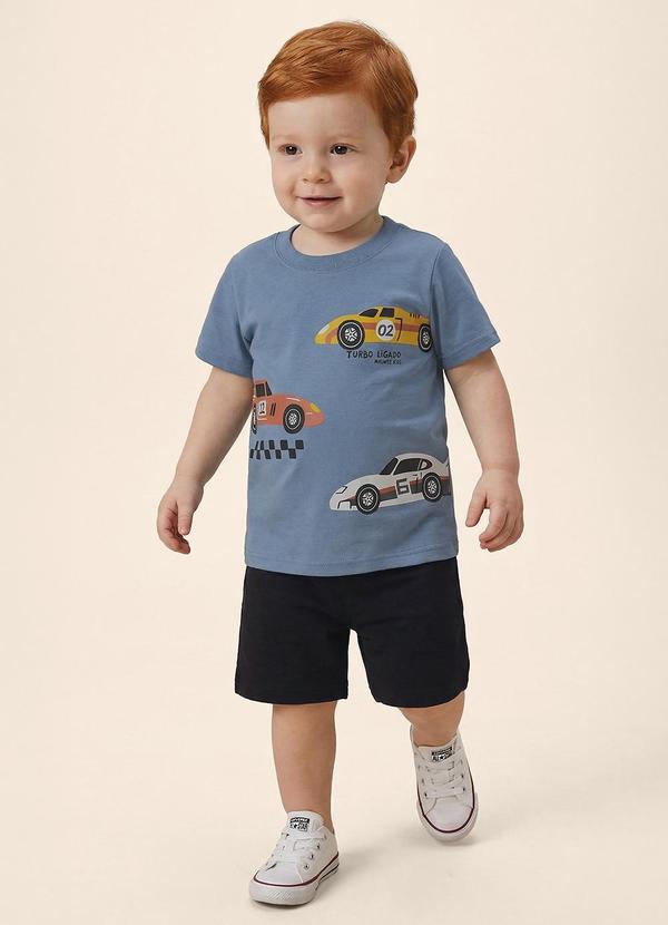 Conjunto Carro de Corrida Turbo Azul Pastel