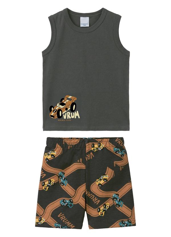 Conjunto Carro de Corrida Vrum Cinza Chumbo
