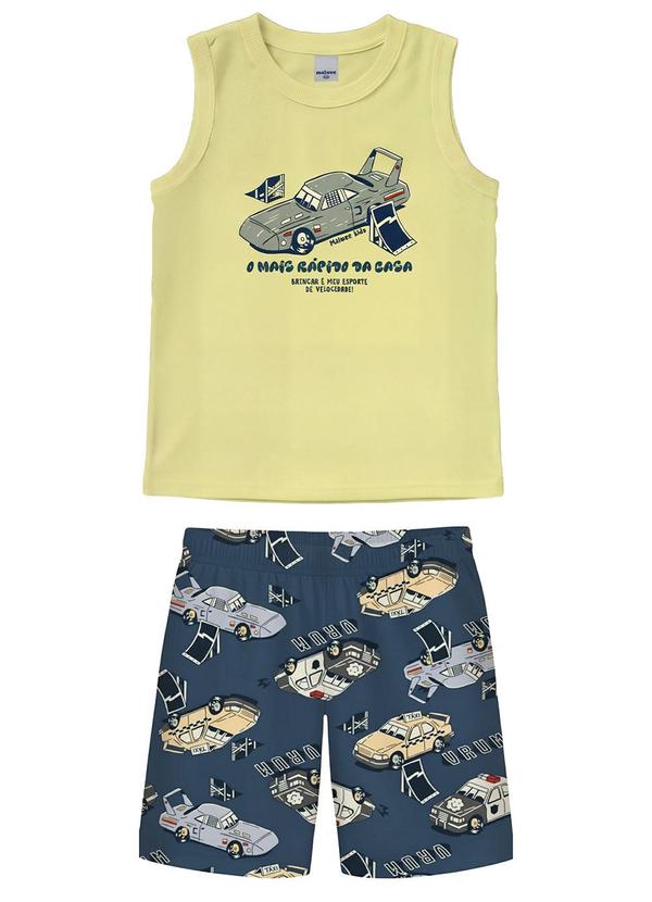 Conjunto Carros em Moletinho Amarelo