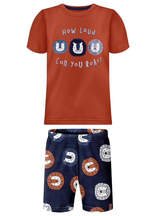 Conjunto com Bermuda e Camiseta com Aplique Azul