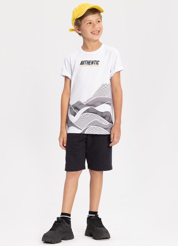Vista 2 Conjunto com Bermuda e Camiseta Estampada Branco Alakazoo Alakazoo